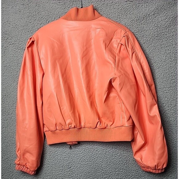 HOUSE OF HARLOW 1960 Jacket Womens Medium Vegan Leather NWT Coral Bomber $RV349 - Picture 9 of 11